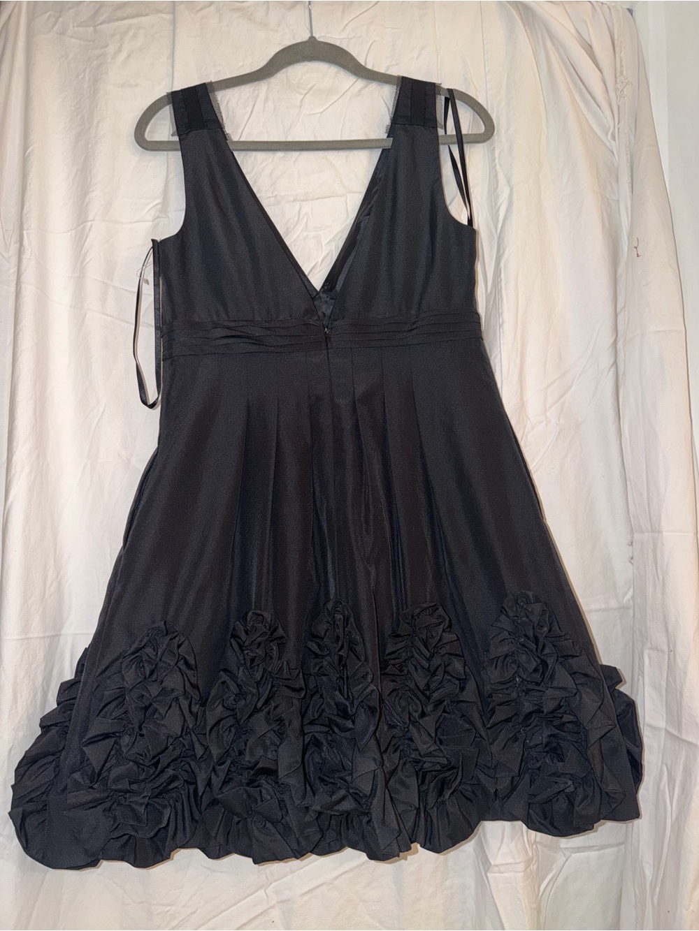 Night Way Collections Black Mini Dress with Rosette Hem - Picture 2 of 3